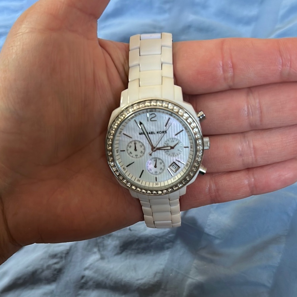 Michael Kors White Crystal Embellished Watch